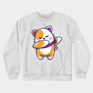 Cute baby cat dabbing cartoon Crewneck Sweatshirt